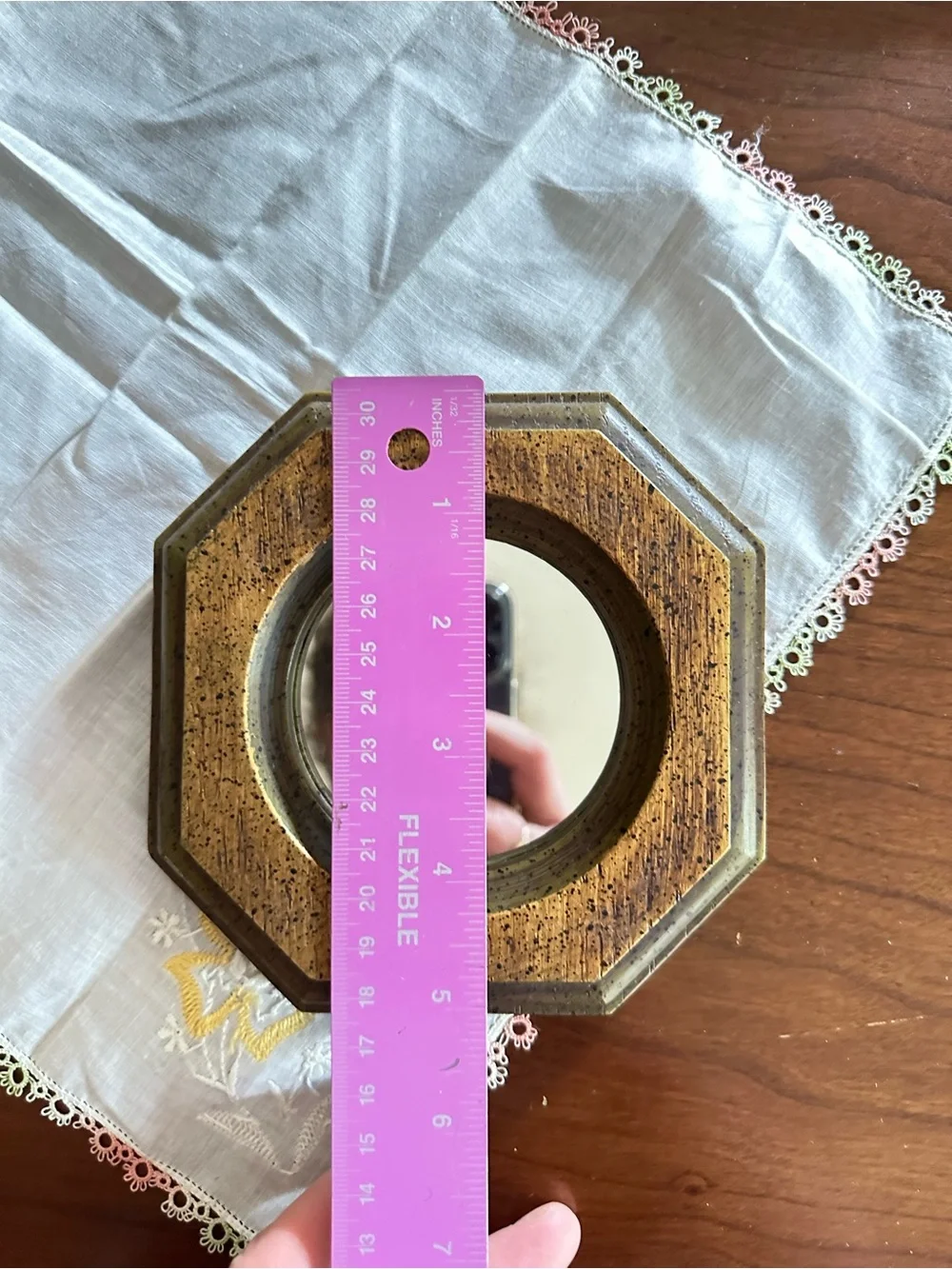 Vintage Homco Octagon Wall Mirror Gold Flecked Frame